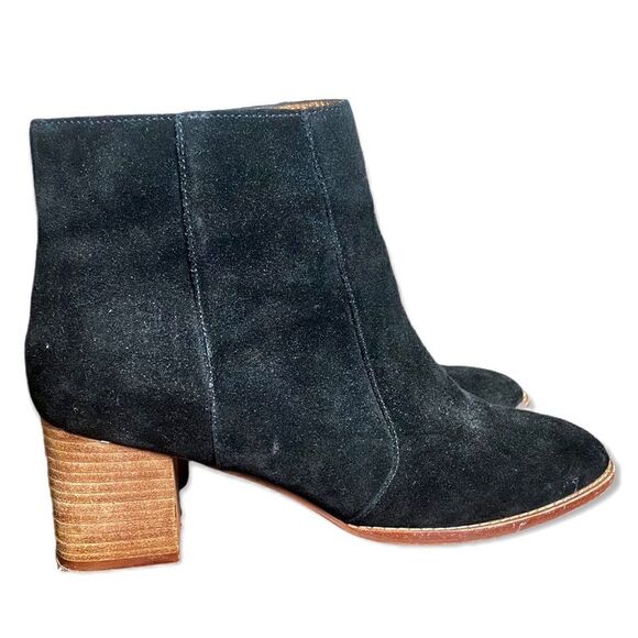 Madewell m4674 Womens Bryce Ankle Boots Zip Block Heel Black Suede Size 11 - Picture 1 of 4